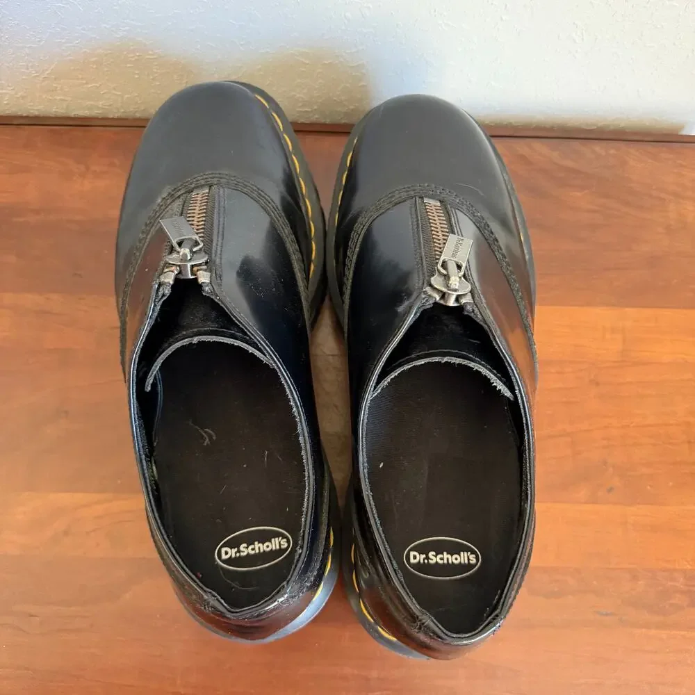Dr. Martens Aurian II Quad Black Leather Platform Zip Shoe Mens 10 90s Style